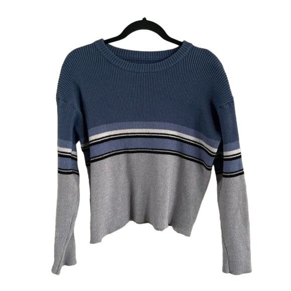 Vintage 90s/2000s Blue and Gray Crew Neck Sweater